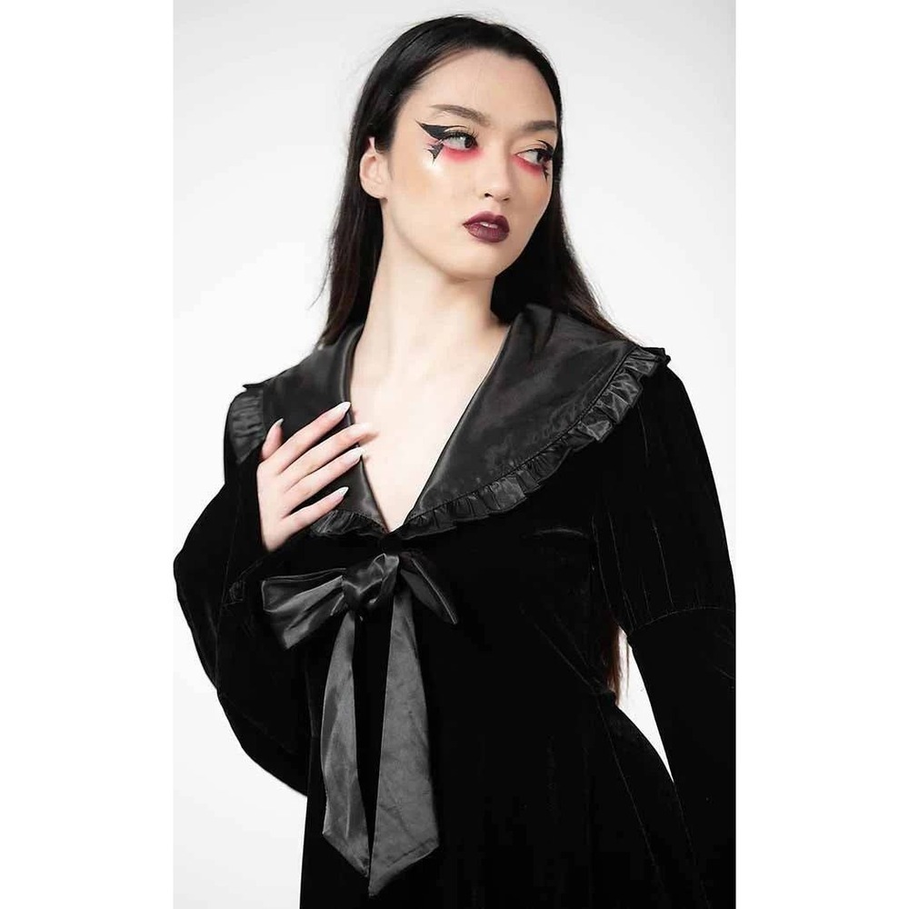 Killstar Itsura mini black velvet dress - Picture 3 of 6